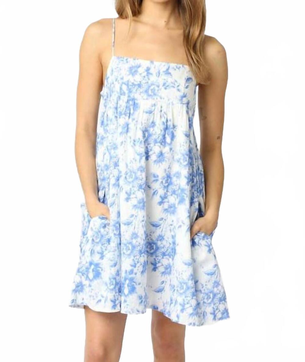 NEW OLIVACEOUS oliva poppy floral dress in white blue